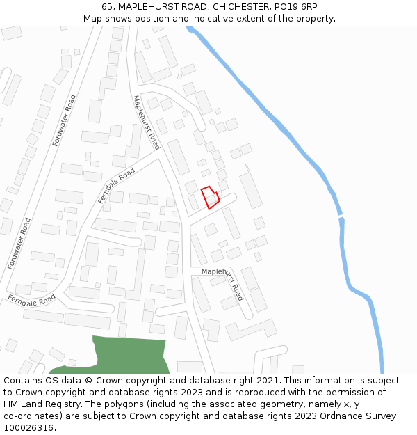 65, MAPLEHURST ROAD, CHICHESTER, PO19 6RP: Location map and indicative extent of plot