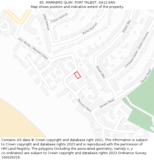 65, MARINERS QUAY, PORT TALBOT, SA12 6AN: Location map and indicative extent of plot