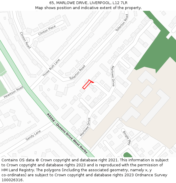 65, MARLOWE DRIVE, LIVERPOOL, L12 7LR: Location map and indicative extent of plot