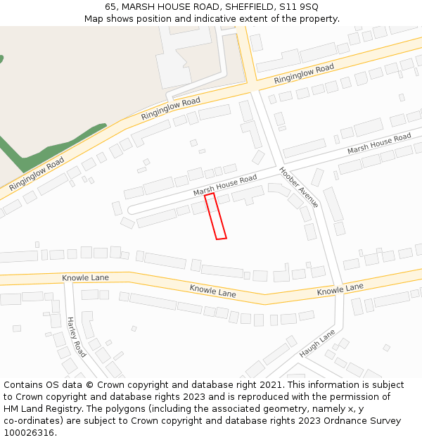 65, MARSH HOUSE ROAD, SHEFFIELD, S11 9SQ: Location map and indicative extent of plot