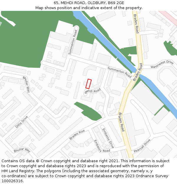 65, MEHDI ROAD, OLDBURY, B69 2GE: Location map and indicative extent of plot