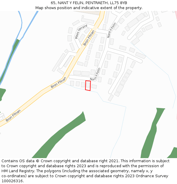 65, NANT Y FELIN, PENTRAETH, LL75 8YB: Location map and indicative extent of plot