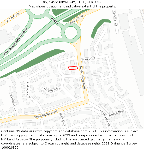 65, NAVIGATION WAY, HULL, HU9 1SW: Location map and indicative extent of plot