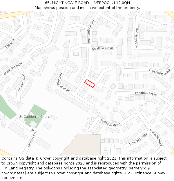 65, NIGHTINGALE ROAD, LIVERPOOL, L12 0QN: Location map and indicative extent of plot