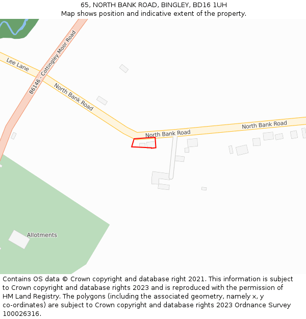 65, NORTH BANK ROAD, BINGLEY, BD16 1UH: Location map and indicative extent of plot