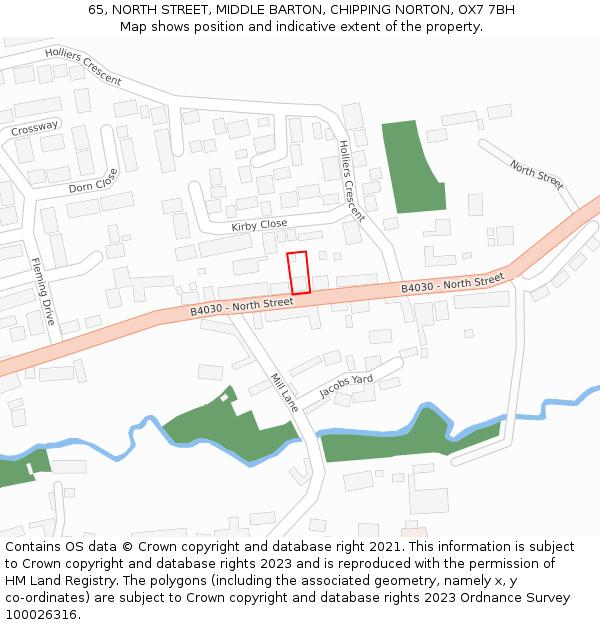 65, NORTH STREET, MIDDLE BARTON, CHIPPING NORTON, OX7 7BH: Location map and indicative extent of plot