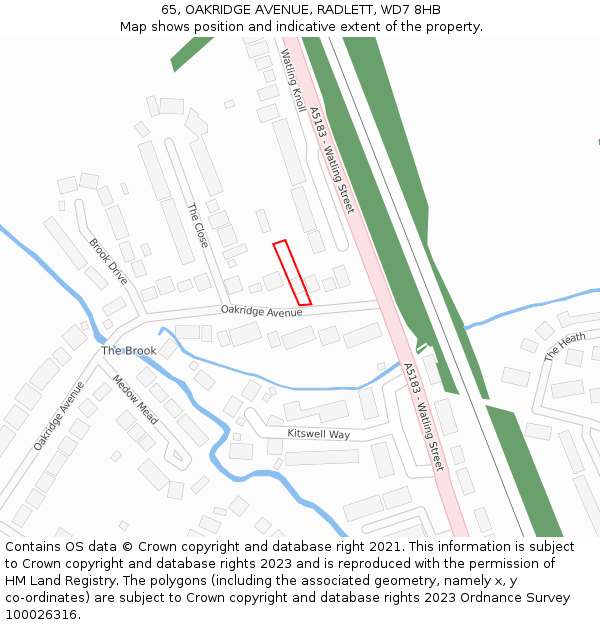 65, OAKRIDGE AVENUE, RADLETT, WD7 8HB: Location map and indicative extent of plot