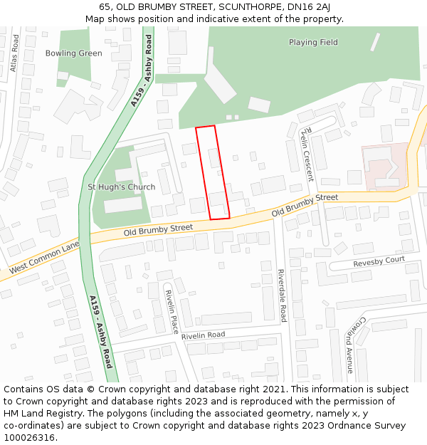 65, OLD BRUMBY STREET, SCUNTHORPE, DN16 2AJ: Location map and indicative extent of plot