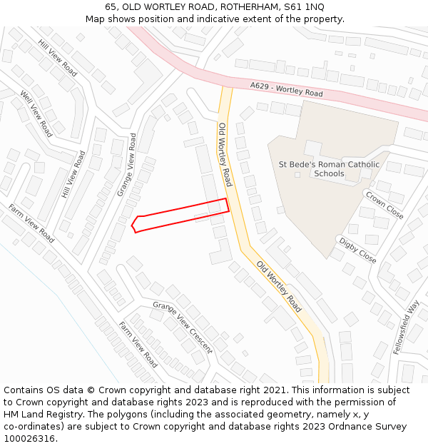 65, OLD WORTLEY ROAD, ROTHERHAM, S61 1NQ: Location map and indicative extent of plot