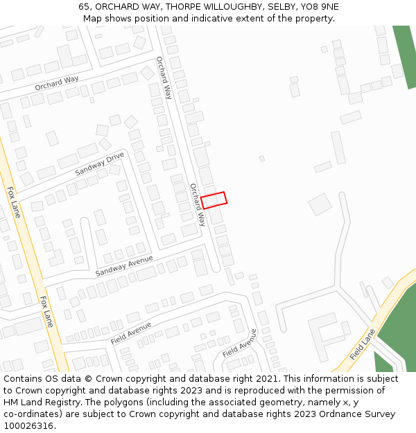 65, ORCHARD WAY, THORPE WILLOUGHBY, SELBY, YO8 9NE: Location map and indicative extent of plot
