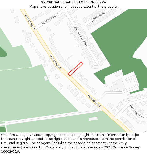 65, ORDSALL ROAD, RETFORD, DN22 7PW: Location map and indicative extent of plot