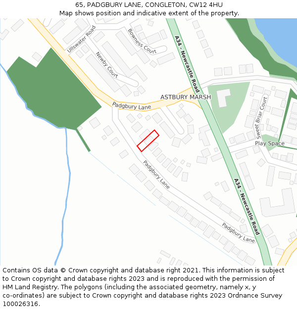 65, PADGBURY LANE, CONGLETON, CW12 4HU: Location map and indicative extent of plot