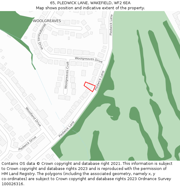 65, PLEDWICK LANE, WAKEFIELD, WF2 6EA: Location map and indicative extent of plot