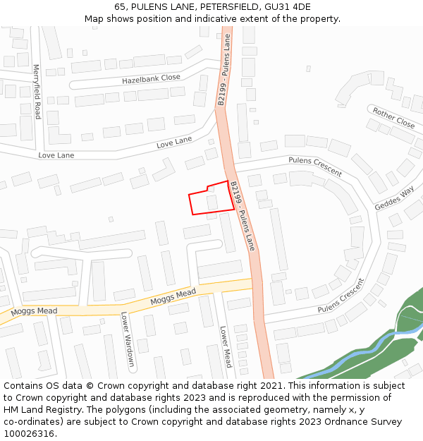 65, PULENS LANE, PETERSFIELD, GU31 4DE: Location map and indicative extent of plot