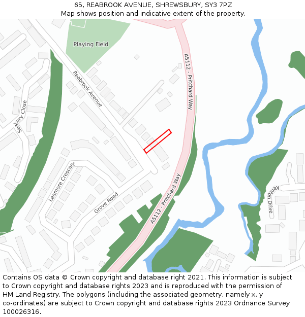 65, REABROOK AVENUE, SHREWSBURY, SY3 7PZ: Location map and indicative extent of plot