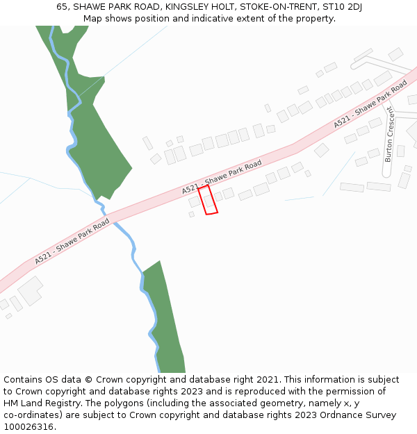 65, SHAWE PARK ROAD, KINGSLEY HOLT, STOKE-ON-TRENT, ST10 2DJ: Location map and indicative extent of plot