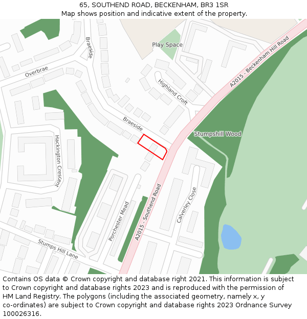 65, SOUTHEND ROAD, BECKENHAM, BR3 1SR: Location map and indicative extent of plot
