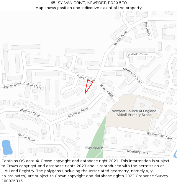 65, SYLVAN DRIVE, NEWPORT, PO30 5EQ: Location map and indicative extent of plot