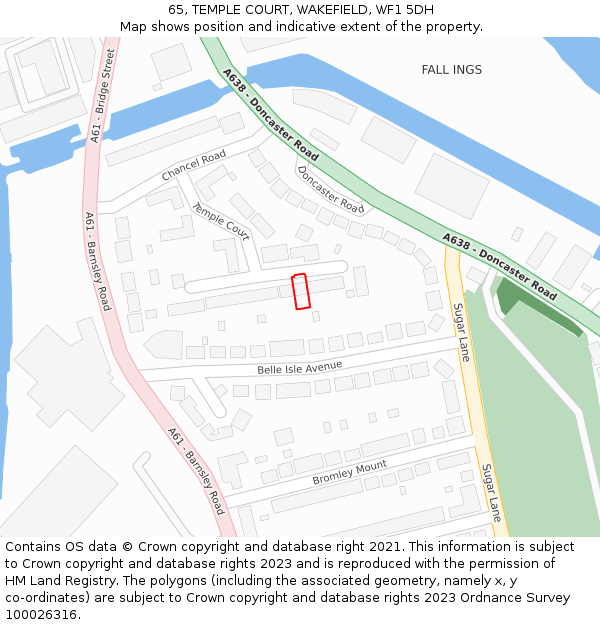 65, TEMPLE COURT, WAKEFIELD, WF1 5DH: Location map and indicative extent of plot