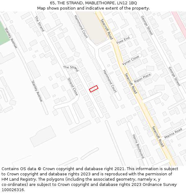 65, THE STRAND, MABLETHORPE, LN12 1BQ: Location map and indicative extent of plot