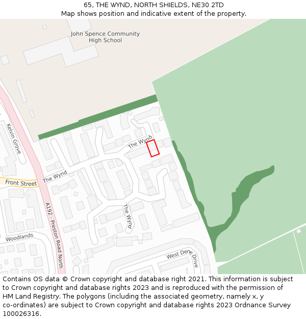65, THE WYND, NORTH SHIELDS, NE30 2TD: Location map and indicative extent of plot