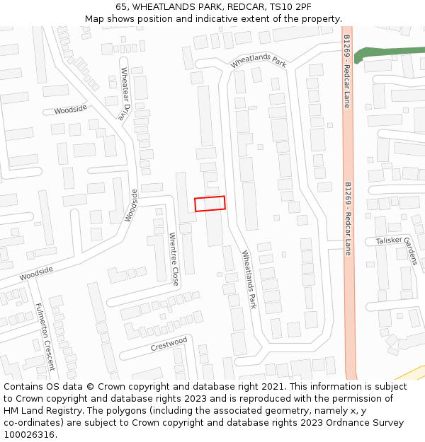 65, WHEATLANDS PARK, REDCAR, TS10 2PF: Location map and indicative extent of plot