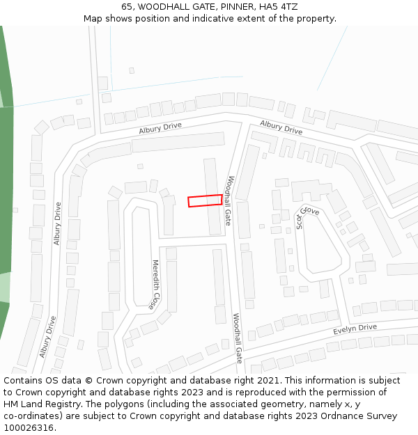 65, WOODHALL GATE, PINNER, HA5 4TZ: Location map and indicative extent of plot