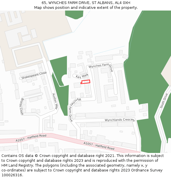 65, WYNCHES FARM DRIVE, ST ALBANS, AL4 0XH: Location map and indicative extent of plot