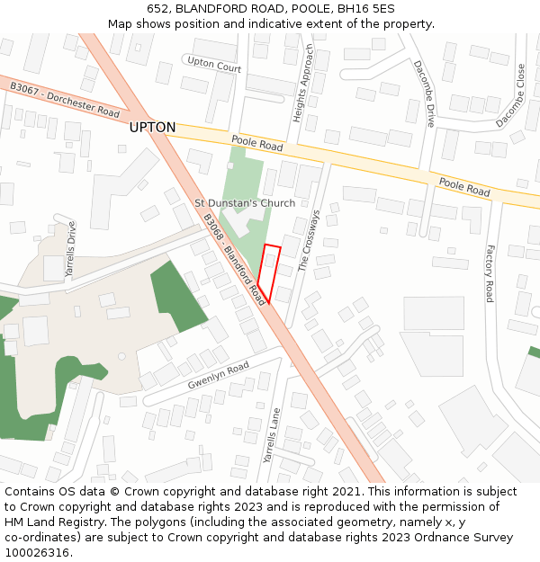 652, BLANDFORD ROAD, POOLE, BH16 5ES: Location map and indicative extent of plot