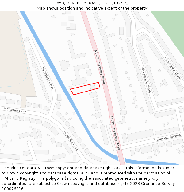 653, BEVERLEY ROAD, HULL, HU6 7JJ: Location map and indicative extent of plot
