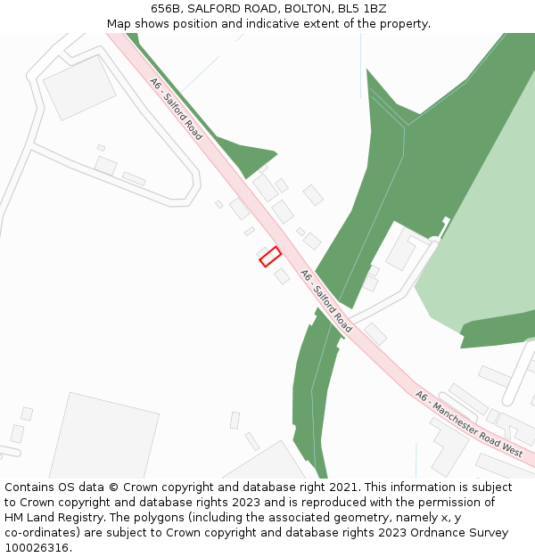 656B, SALFORD ROAD, BOLTON, BL5 1BZ: Location map and indicative extent of plot