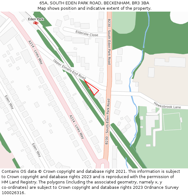 65A, SOUTH EDEN PARK ROAD, BECKENHAM, BR3 3BA: Location map and indicative extent of plot
