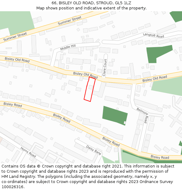 66, BISLEY OLD ROAD, STROUD, GL5 1LZ: Location map and indicative extent of plot