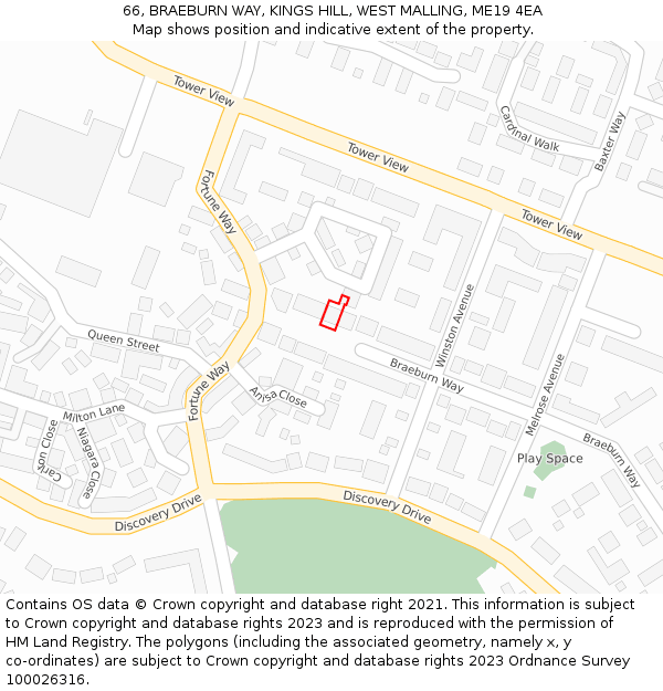 66, BRAEBURN WAY, KINGS HILL, WEST MALLING, ME19 4EA: Location map and indicative extent of plot