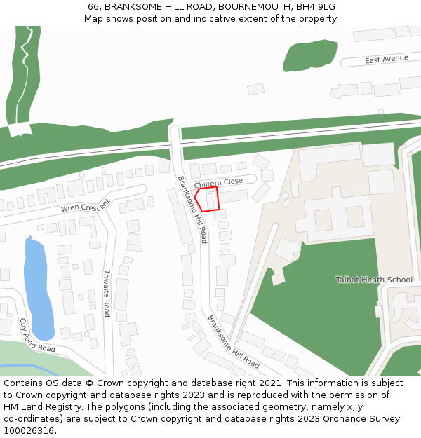 66, BRANKSOME HILL ROAD, BOURNEMOUTH, BH4 9LG: Location map and indicative extent of plot