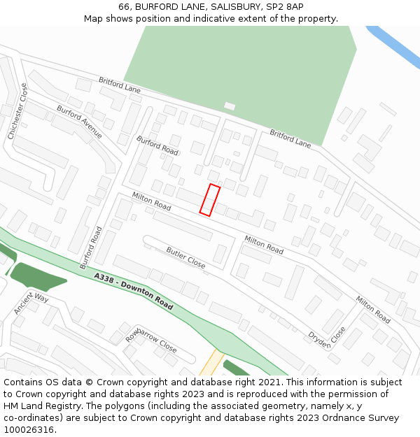 66, BURFORD LANE, SALISBURY, SP2 8AP: Location map and indicative extent of plot