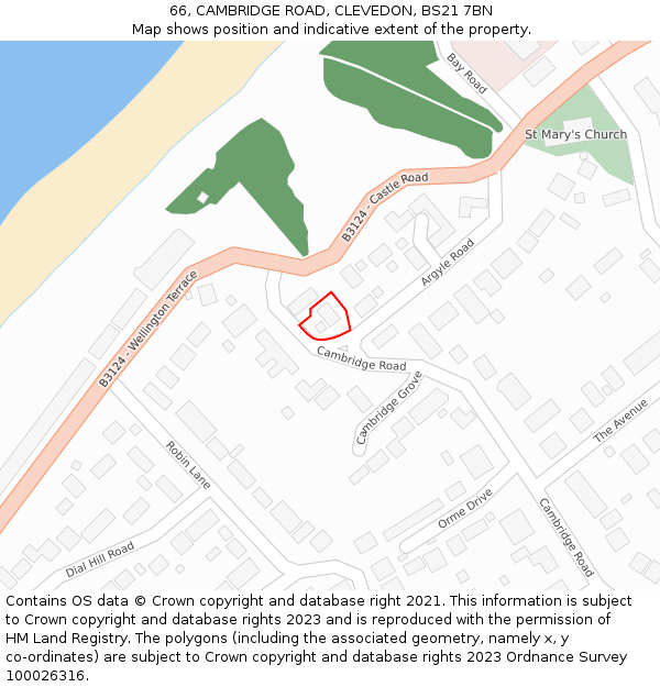 66, CAMBRIDGE ROAD, CLEVEDON, BS21 7BN: Location map and indicative extent of plot