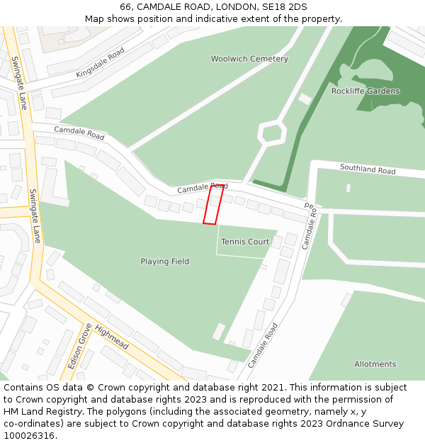 66, CAMDALE ROAD, LONDON, SE18 2DS: Location map and indicative extent of plot