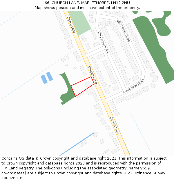 66, CHURCH LANE, MABLETHORPE, LN12 2NU: Location map and indicative extent of plot