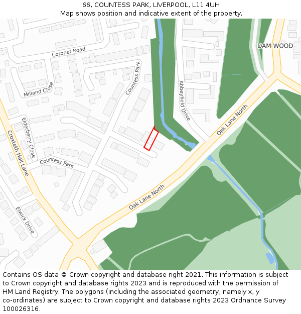 66, COUNTESS PARK, LIVERPOOL, L11 4UH: Location map and indicative extent of plot