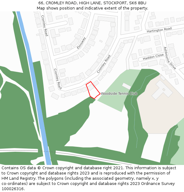 66, CROMLEY ROAD, HIGH LANE, STOCKPORT, SK6 8BU: Location map and indicative extent of plot