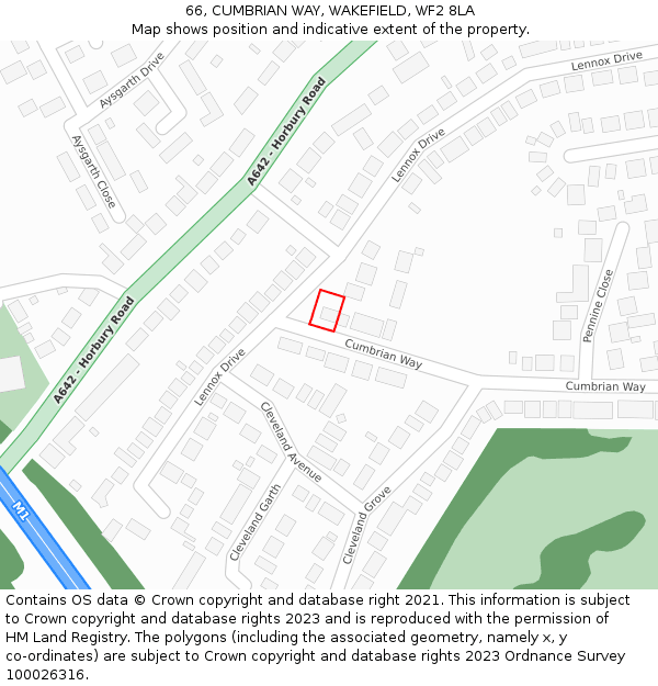 66, CUMBRIAN WAY, WAKEFIELD, WF2 8LA: Location map and indicative extent of plot