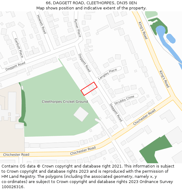 66, DAGGETT ROAD, CLEETHORPES, DN35 0EN: Location map and indicative extent of plot