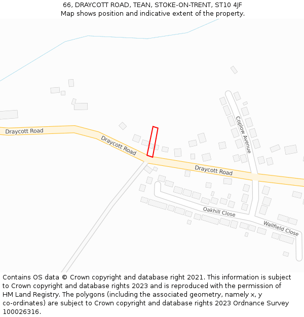 66, DRAYCOTT ROAD, TEAN, STOKE-ON-TRENT, ST10 4JF: Location map and indicative extent of plot