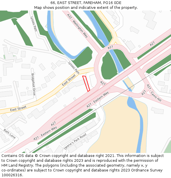 66, EAST STREET, FAREHAM, PO16 0DE: Location map and indicative extent of plot