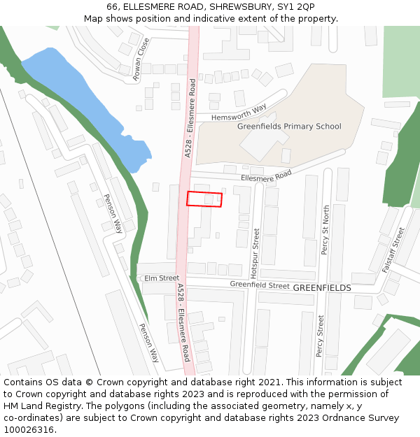 66, ELLESMERE ROAD, SHREWSBURY, SY1 2QP: Location map and indicative extent of plot