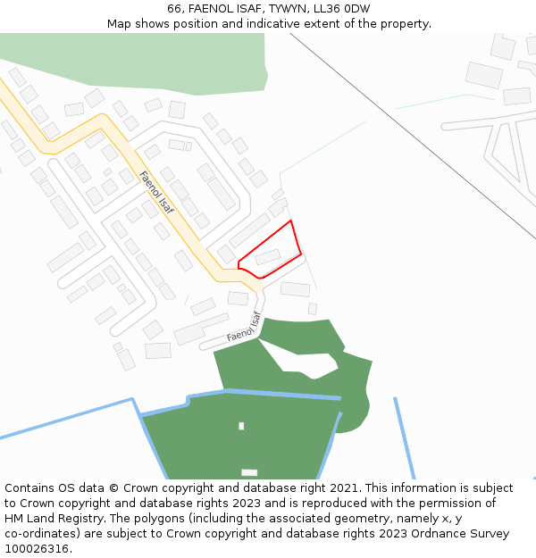 66, FAENOL ISAF, TYWYN, LL36 0DW: Location map and indicative extent of plot