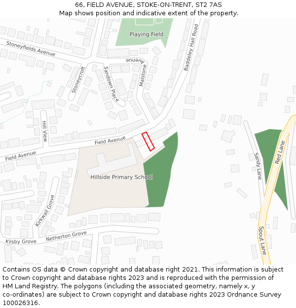 66, FIELD AVENUE, STOKE-ON-TRENT, ST2 7AS: Location map and indicative extent of plot