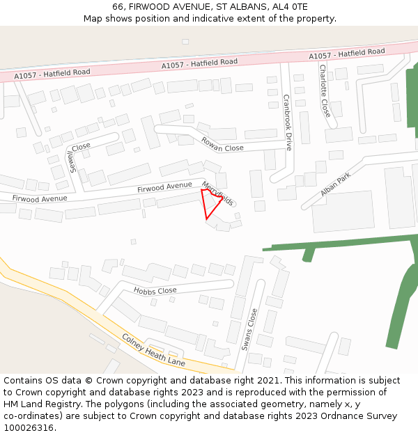 66, FIRWOOD AVENUE, ST ALBANS, AL4 0TE: Location map and indicative extent of plot