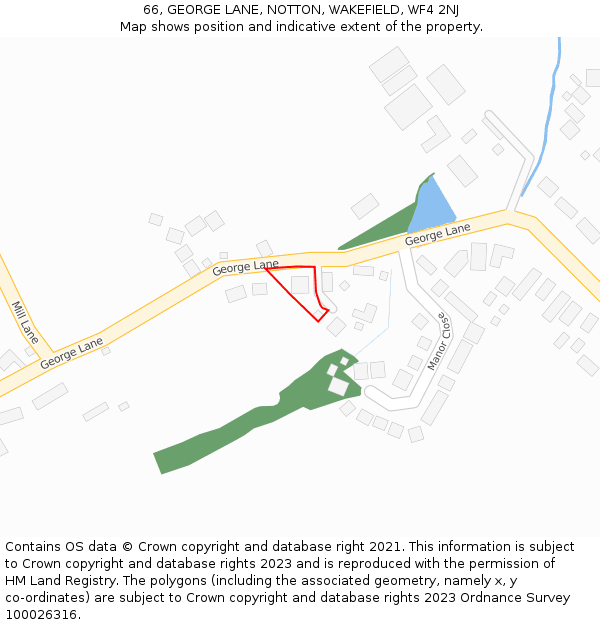 66, GEORGE LANE, NOTTON, WAKEFIELD, WF4 2NJ: Location map and indicative extent of plot